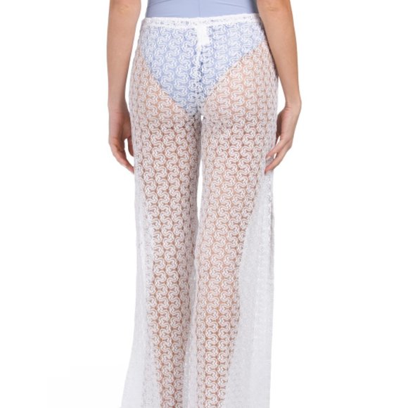 BECCA White Split Leg Crochet Cover-up Pants NWT - Picture 4 of 4